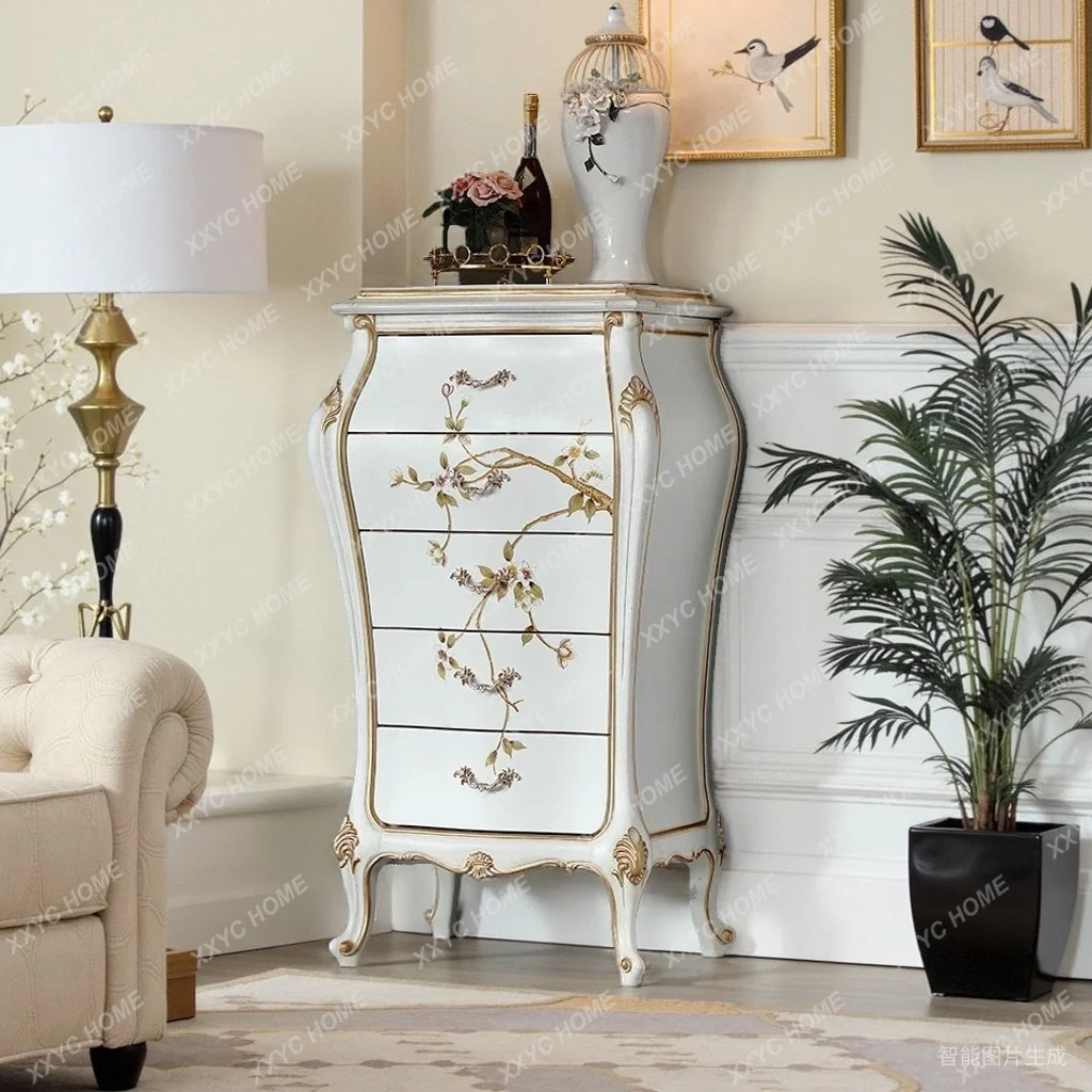 painted solid wood chest small apartment bedroom with drawer decorative locker  porch side cabinet
