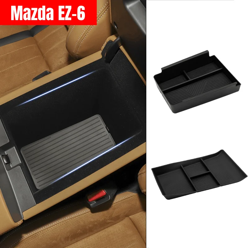 Car Storage Box For Mazda 6e EZ-6 J90A 2024~2027 Armrest Storage Box Center Console Lower Tray Stowing Tidying Accessories