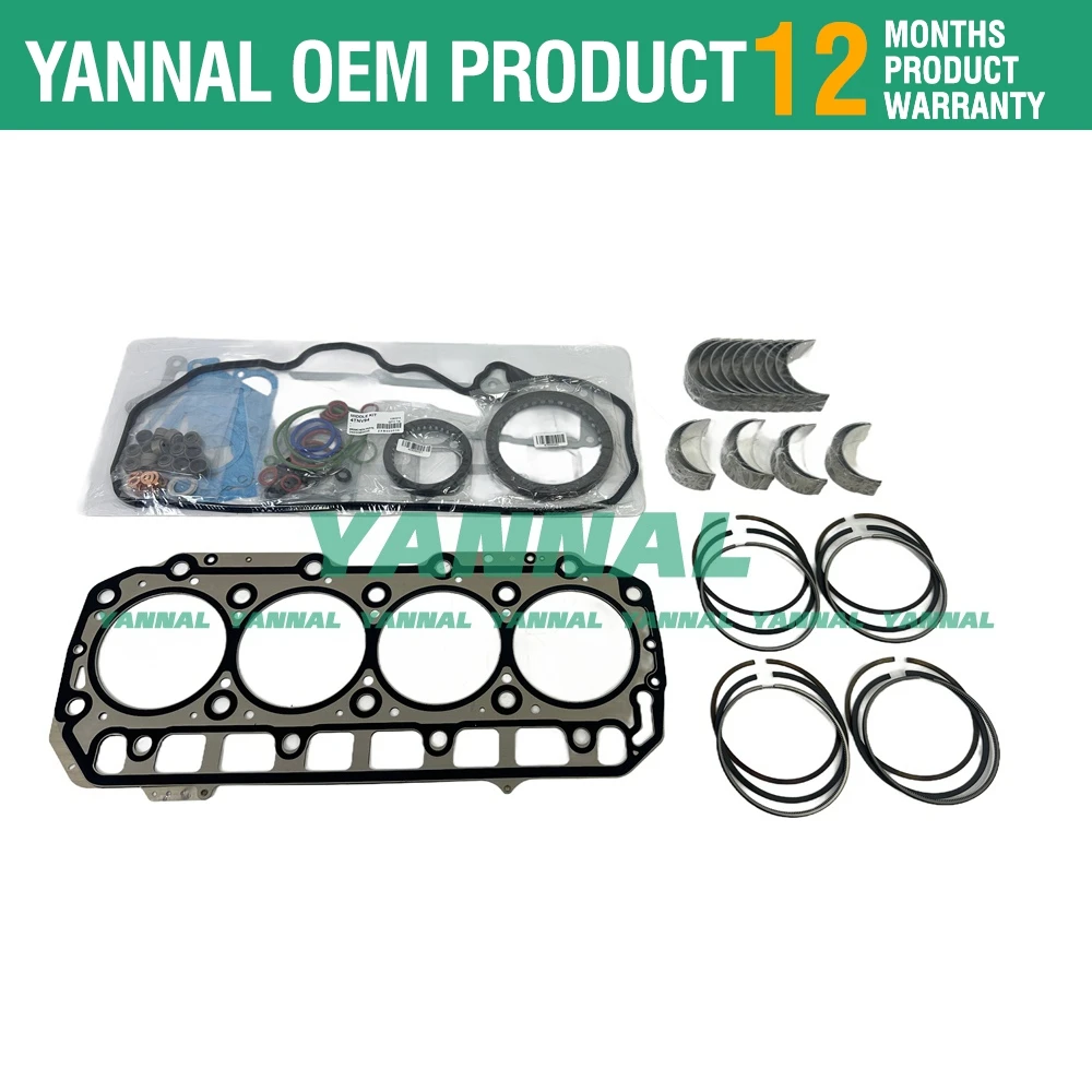 4TNV98 4TNV98T Overhaul Kit For Yanmar Engine Repair Piston Ring Bearing Gasket