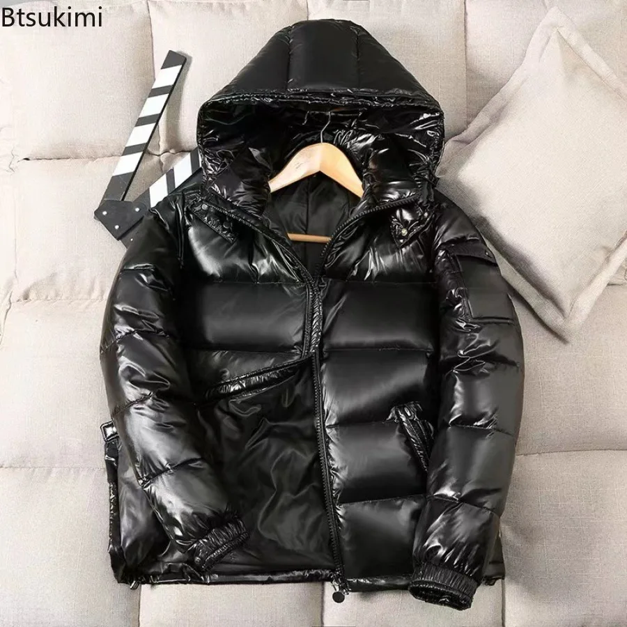 

New Fashion Waterproof Down Jackets Men's Lightweight Warm Duck Down Parkas High Quality Glossy Winter Down Jackets Couple Coats