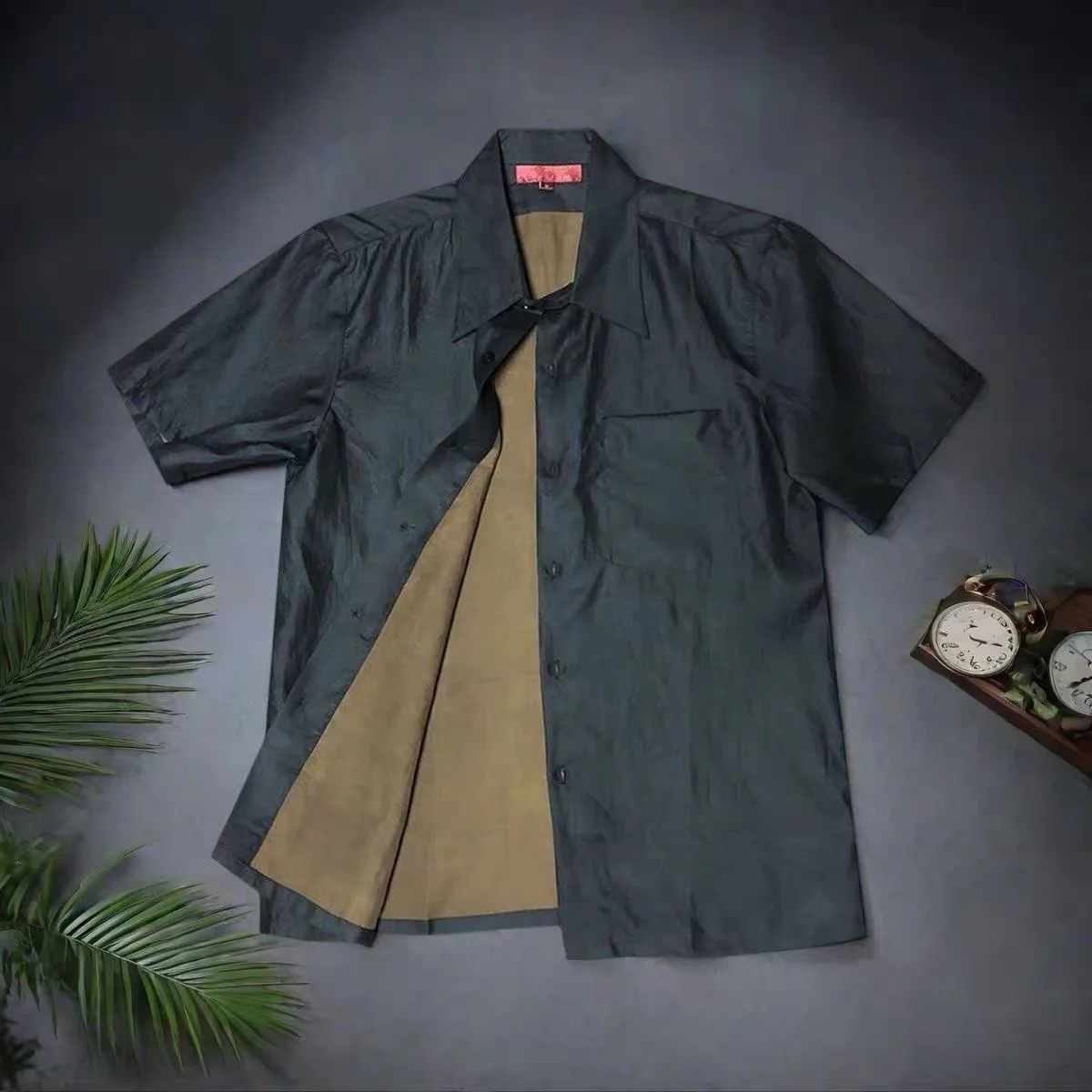 Silk Short Sleeve Shirt Men's New Casual Thin No-iron High-grade Silk Xiangyun Cloth Shirt for Middle-aged Summer Cool Feeling