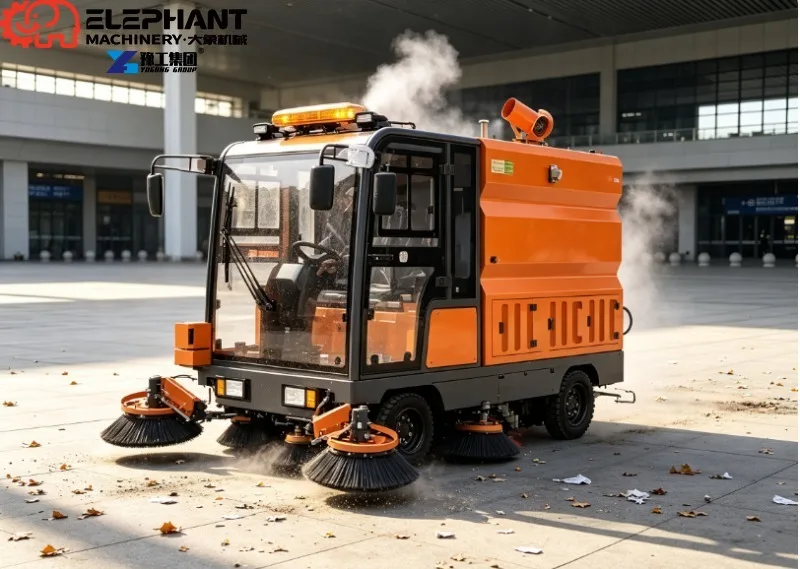 4‑Wheel Fully Enclosed Road Sweeper Electric Industrial Cleaner For Public Street Pavement Sweeping