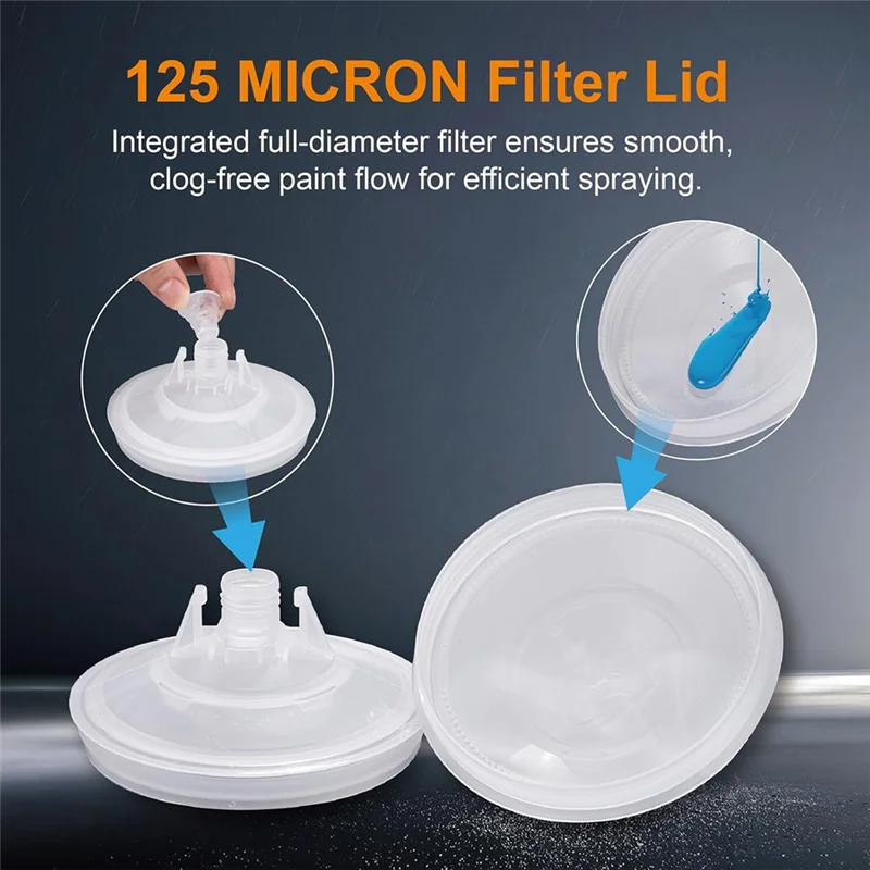 【Weltraumsparend】 Misch- und Farbbecher 20 Unzen (600 ml) Kit 50 Stück mit Deckel, inklusive System 1 Hartbecher mit Haltering und 20 Pl