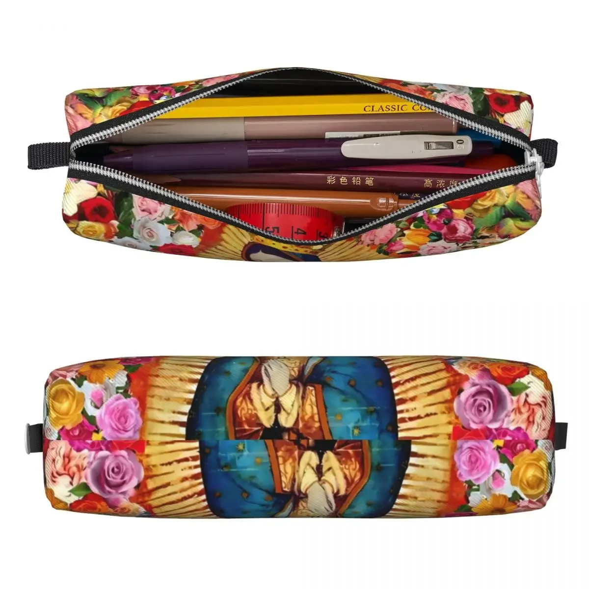 Mexican Virgin Mary Pencil Case Our Lady of Guadalupe Kids Cute Pencil Bag Printed School Pencil Cases Stationery Gift Idea