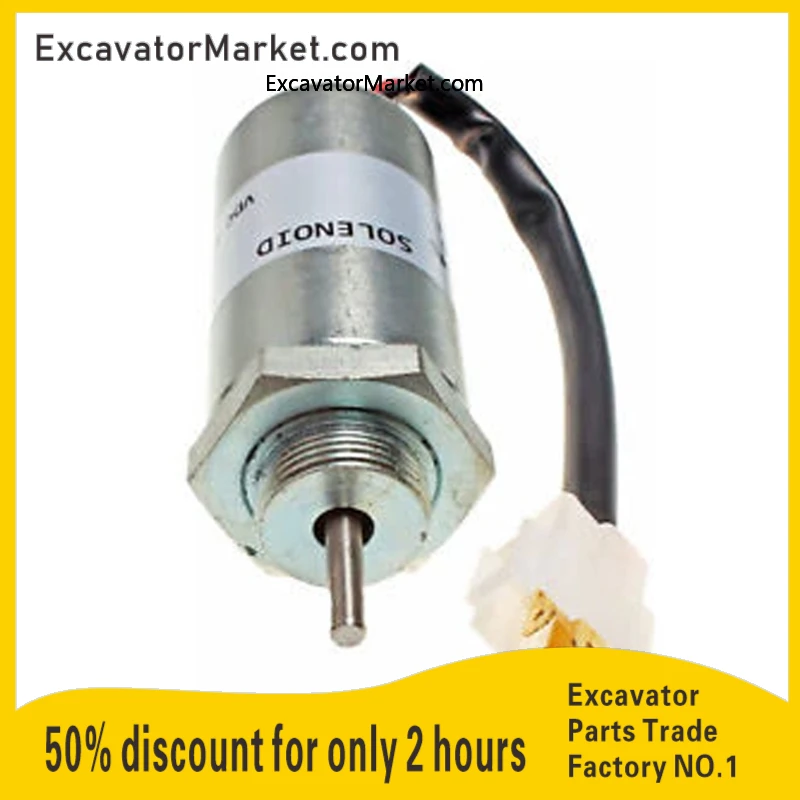 Excavator Parts MV1-70 12V Fuel Stop Solenoid 897183-0140 for Hitachi Isuzu Engine 4LE2 8971830140 Excavator EX50U