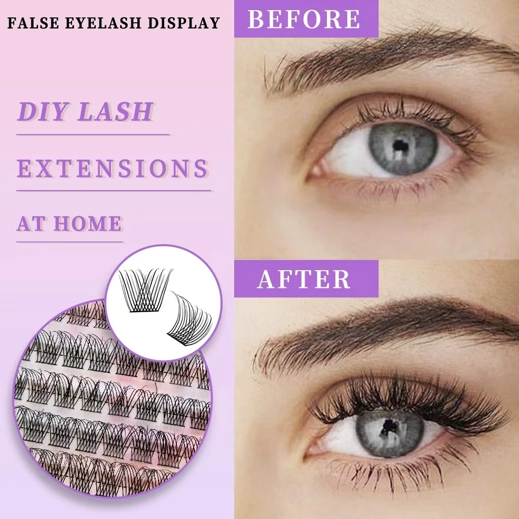 12Lines DIY Big Capacity Dovetail Eyelash Extension Firm Easy-grafting Eyelashes Mix length C/D Curl Lashes Cluster Soft Ribbon