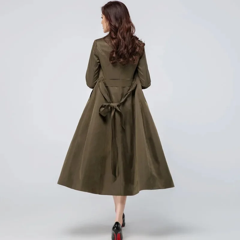 Fashion X-Long Casual Trench Coat For Women Solid Color Lapel Double Breasted Loose Fashion Long Windbreaker 2025 Spring New
