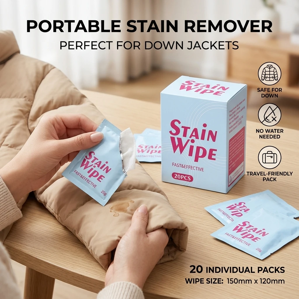 Portable Stain Remover Wipe Emergency Stain Remover For Down Jacket Waterless, No Rinsing Needed Outdoor Activity Protection