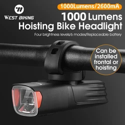 WESTBIKING 1000 Lumens Bicycle Headlight Type-C Charging High Brightness Bike Front Light Outdoor Cycling Waterproof Flashlight