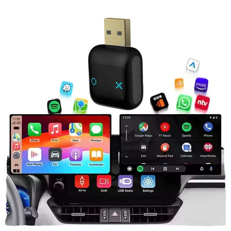hit productBest Selling square Shape Black Android Auto Carplay Wireless Adapter Suitable for Korean and Japan Market