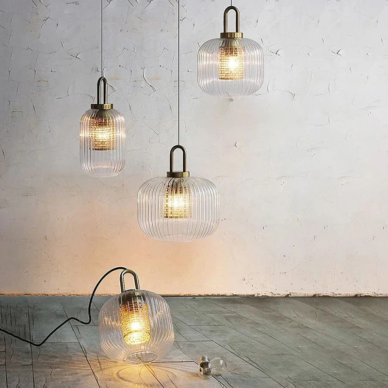 Nordic Glass Pendant Light Japanese pendant Lamp Design Deco Led Hanging Light Fixtures Bedroom Modern Luminaire Suspension lamp