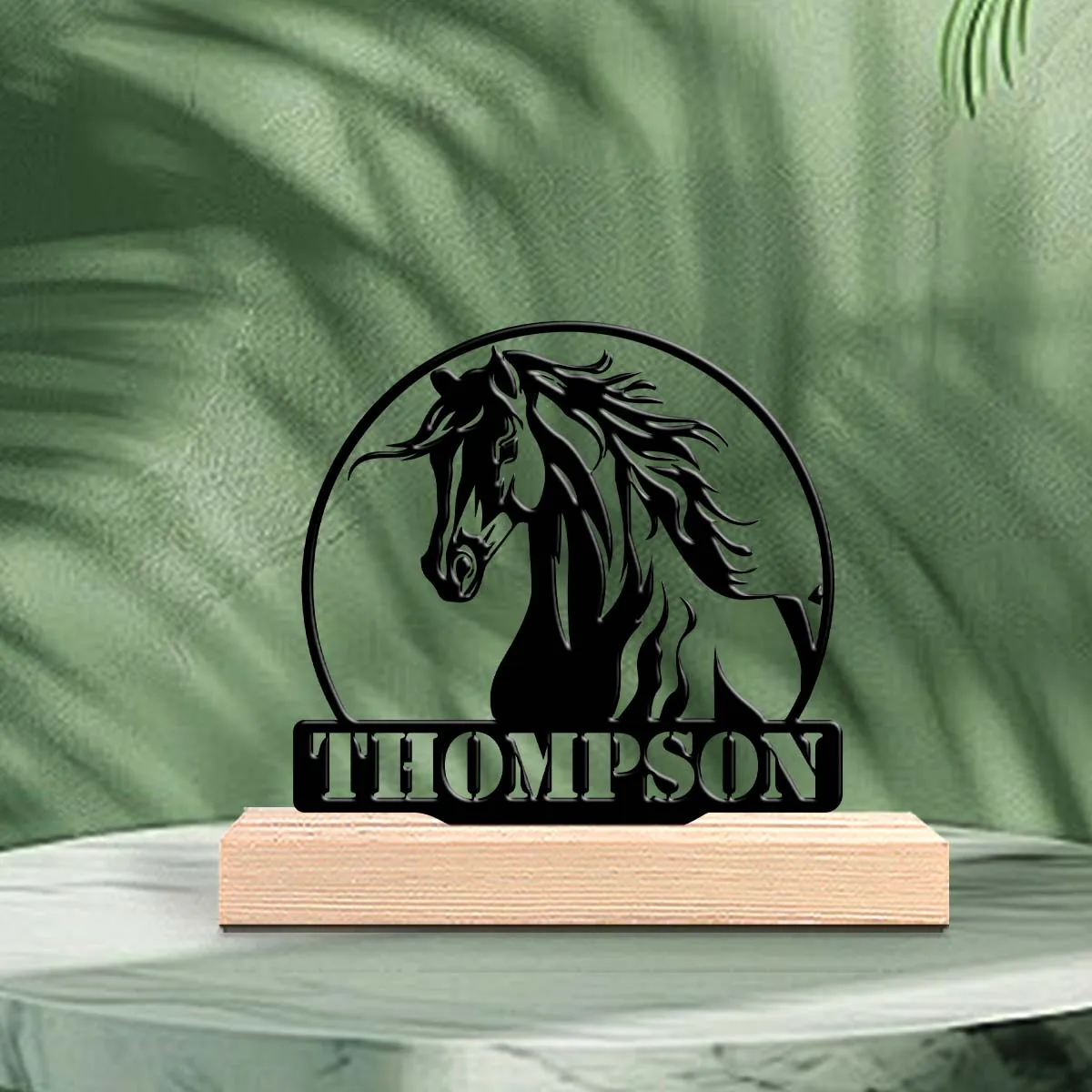 1pc Customizable Wrought Iron Desktop Decoration Custom Name Equipped with Wooden Base Unique Desktop Decoration Custom Gifts