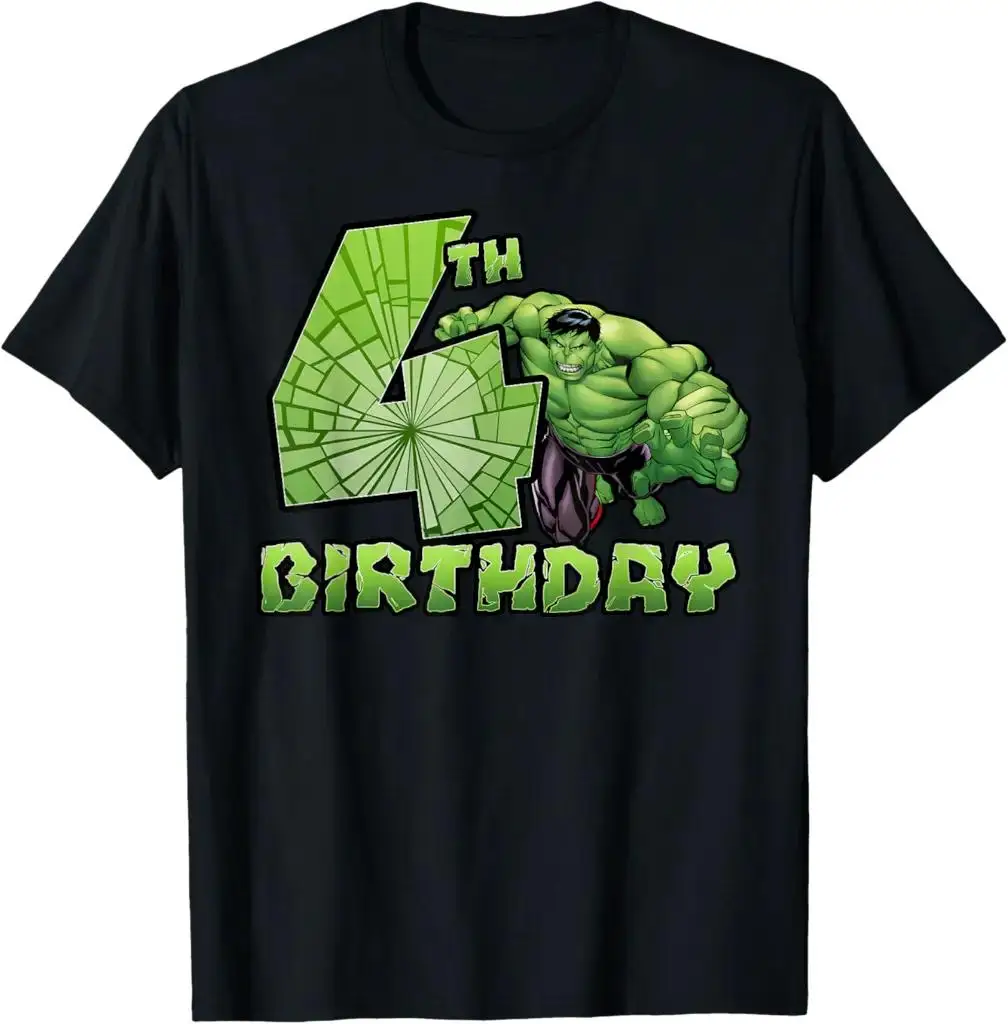 Summer children's short-sleeved T-shirt with Marvel superhero Hulk print, street style, casual top for boys and girls