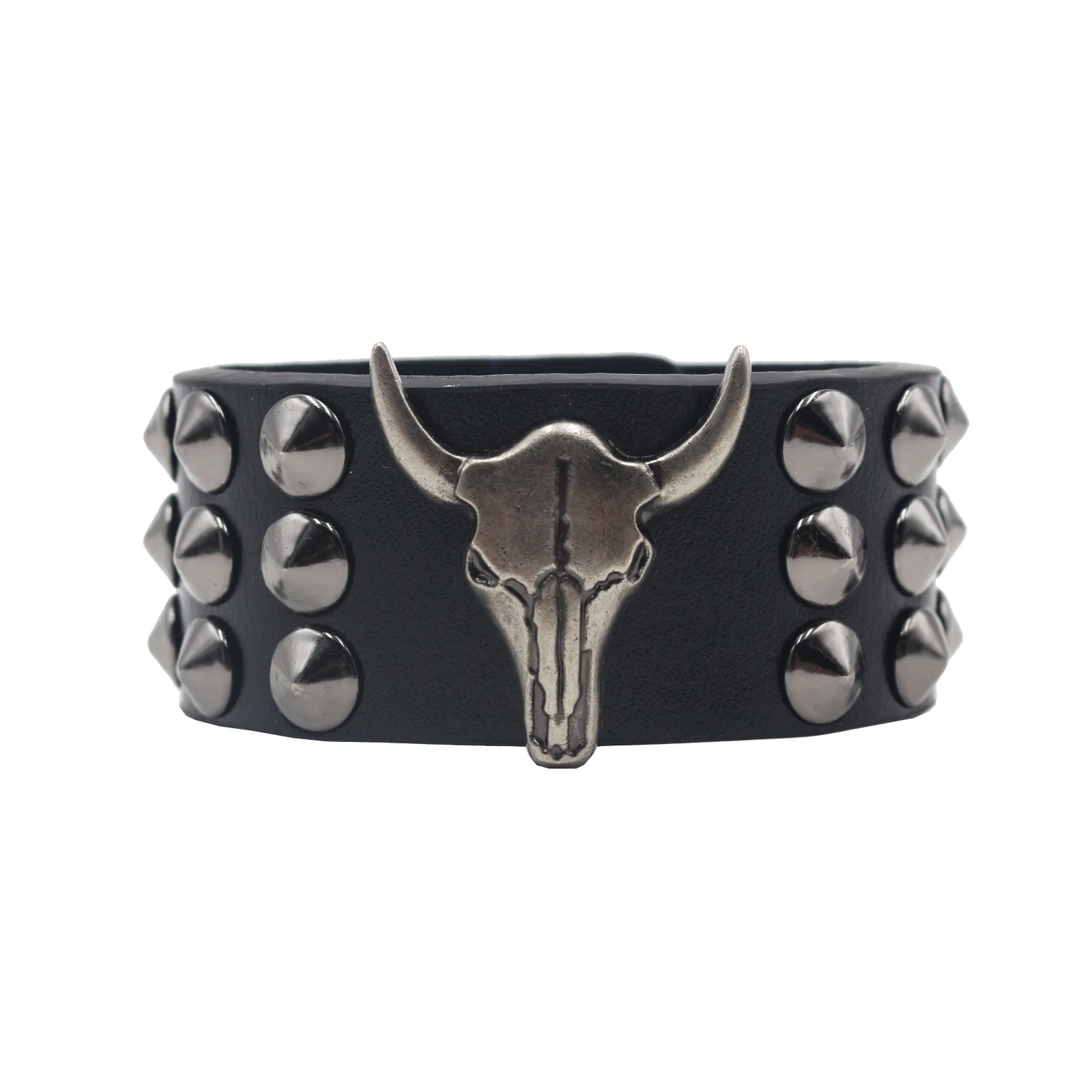 punk leather bracelet Style Rock Band With Personalized Motorcycle Leather Bracelet Suitable For Halloween Gifts