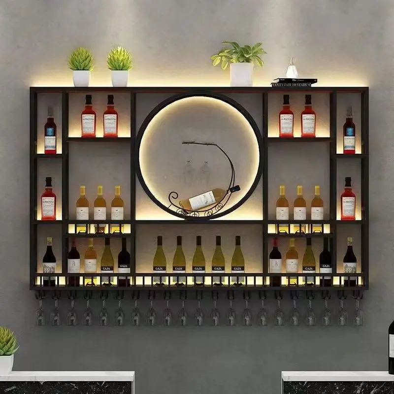 

Cocktail Nightclub Alcohol Cabinets Restaurant Display Shelf Metal Wine Cabinets Storage Drinks Bancone Da Bar Bar Furniture