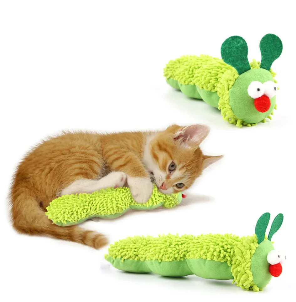 

Cat Chew Toys Caterpillar Catnip Molar Toy Silvervine Cat Teaser Interaction Toy Clean Mouth Kitten Toy Pet Supplies Accessories