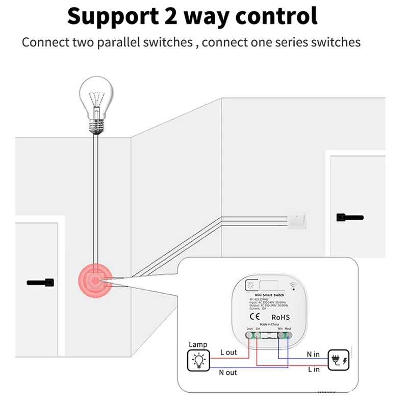 1Set Wireless Remote Control No Battery Self-Powered Waterproof Light Switch 85V-240V , 2X1gang 1Receiver