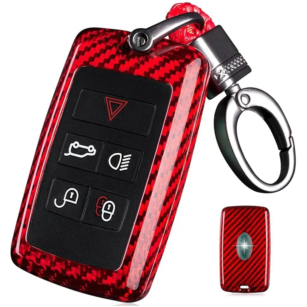 

For Range Rover Discovery Key Fob Cover Carbon Fiber Key Case Holder For Land Rover JAGUAR XE XF XJ F PACE Car Accessories