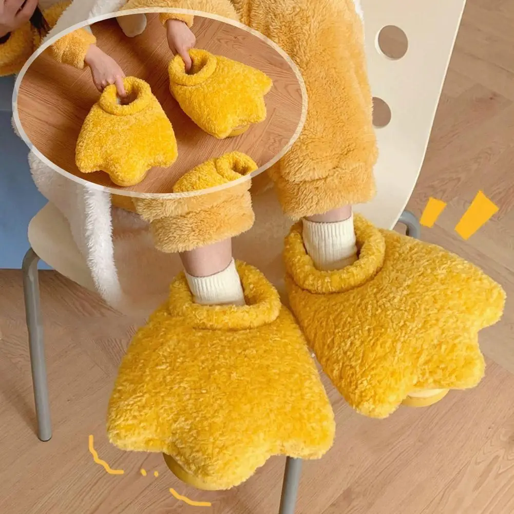 Plush Slippers Cute Stuffed Duck Shoes Warm Comfort Fuzzy Slippers  Indoor Outdoor Slip Warm Anti Skid Sole Home Slippers