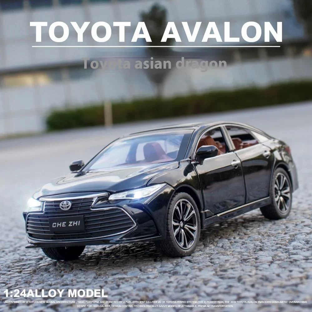 Modelo de coche de aleación TOYOTA AVALON 1:24, juguete de fundición a presión, Simualtion, luz de sonido, puertas traseras, modelo que se puede abrir, regalos de colección para niños