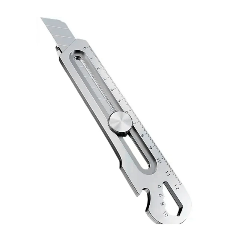 

Upgraded 6 In 1 Multifunction Stainless Steel Utility Knife Tail Break Design/Ruler/Bottle Opener Retractable Box Cutter