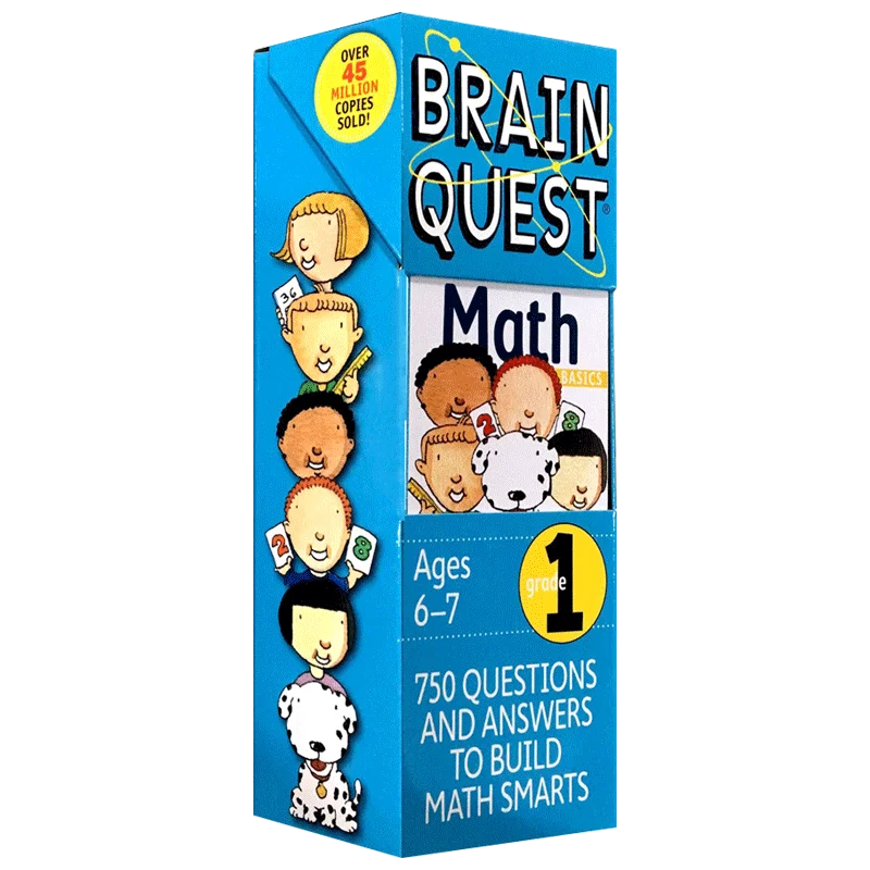 Brain Quest-libro de matemáticas de primer grado para niños, tarjetas de aprendizaje de Trivia, inglés, 5, 6, 7, 8, Q & A, 9780761141358