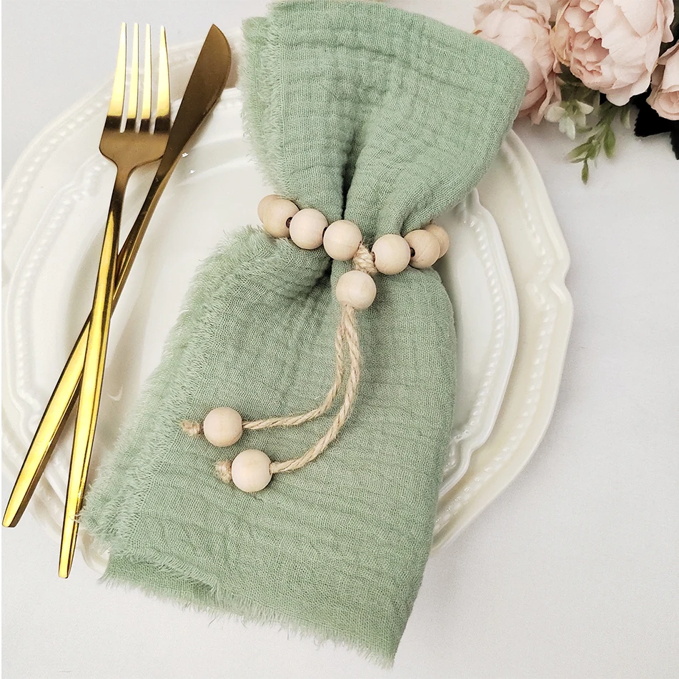 

50PCS Sage green Cotton Wedding Napkins Cloth ,40x40cm Durable Gauze Table Napkin, for Wedding Kitchen Party Birthday Decor