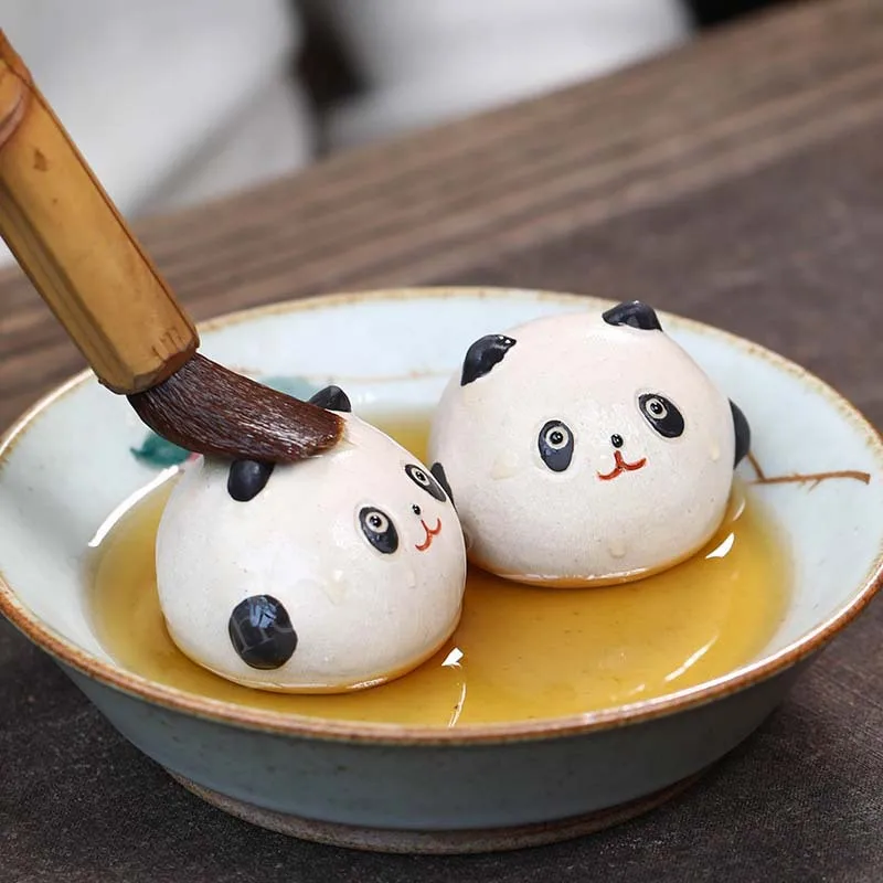 Purple Clay Tea Pet Panda Rice Dumpling Ornaments Animal Tea Play Handmade Tea Set Peripheral Tea Ceremony Accessories