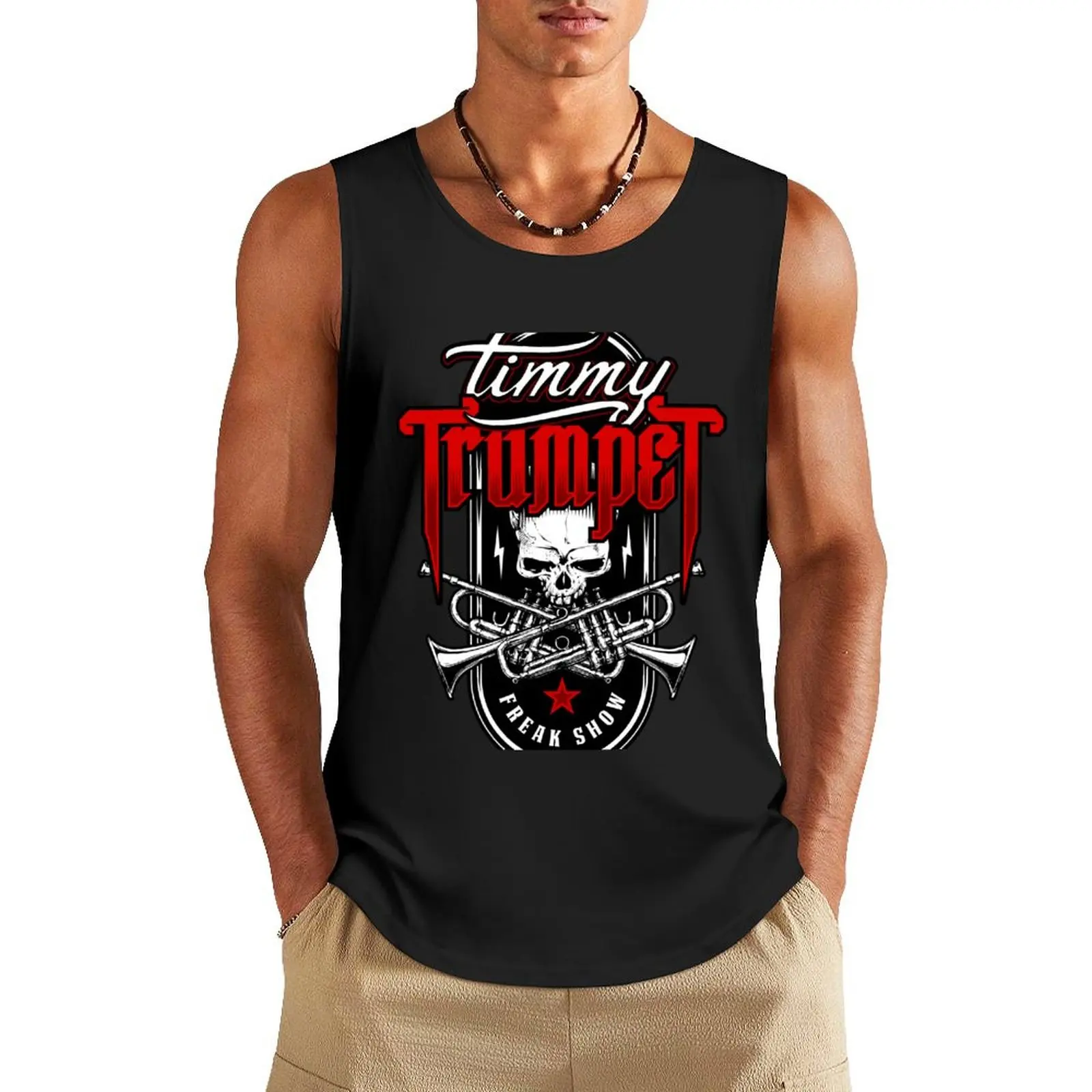 

Timmy freak show badge Tank Top Man summer clothes plain t-shirt