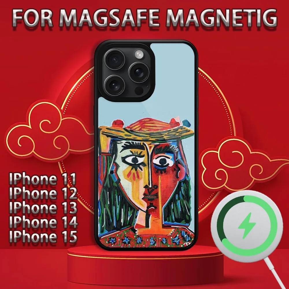 Art Pablo Ruiz Picasso  Phone Case For iPhone 15 14 13 12 11 Pro Max Plus Magsafe Magnetic Wireless Charging Cover