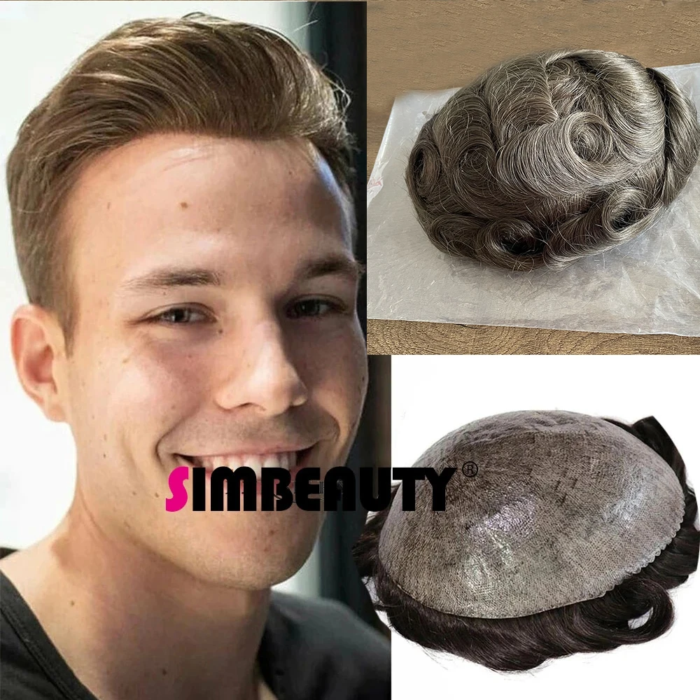 Brown Blonde Black Men's Natural Human Hair Wigs System Super Durable Full Skin PU Toupee Capillary Prosthesis Hairpiece Unit