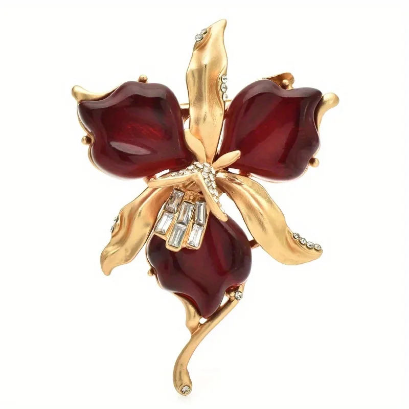 Retro Green Resin Orchid Flower Brooches Pins for Women Unisex 3-color Beautiful Plants Badges Exquisite Wedding Banquet Brooch