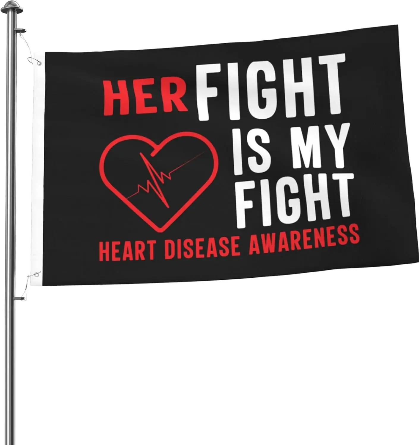 Flagnshow 100% Polyester Her Fight Is My Fight Heart Disease Awareness Flags