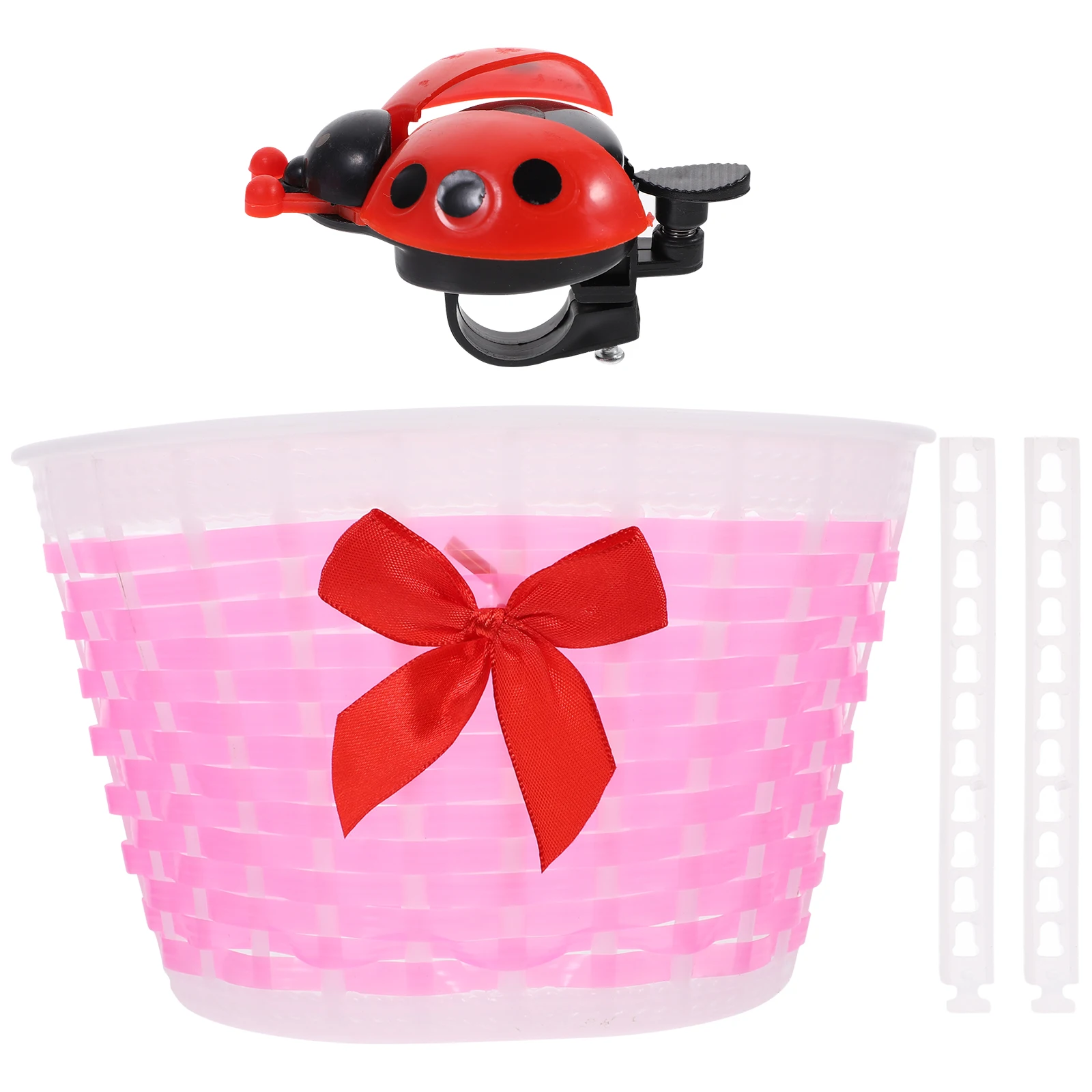 

Plastic Woven Bike Basket for Kids Scooter Bicycles Handmade Pink Storage Toddler Girl Bow Knot Bicycle Lamps Cycling