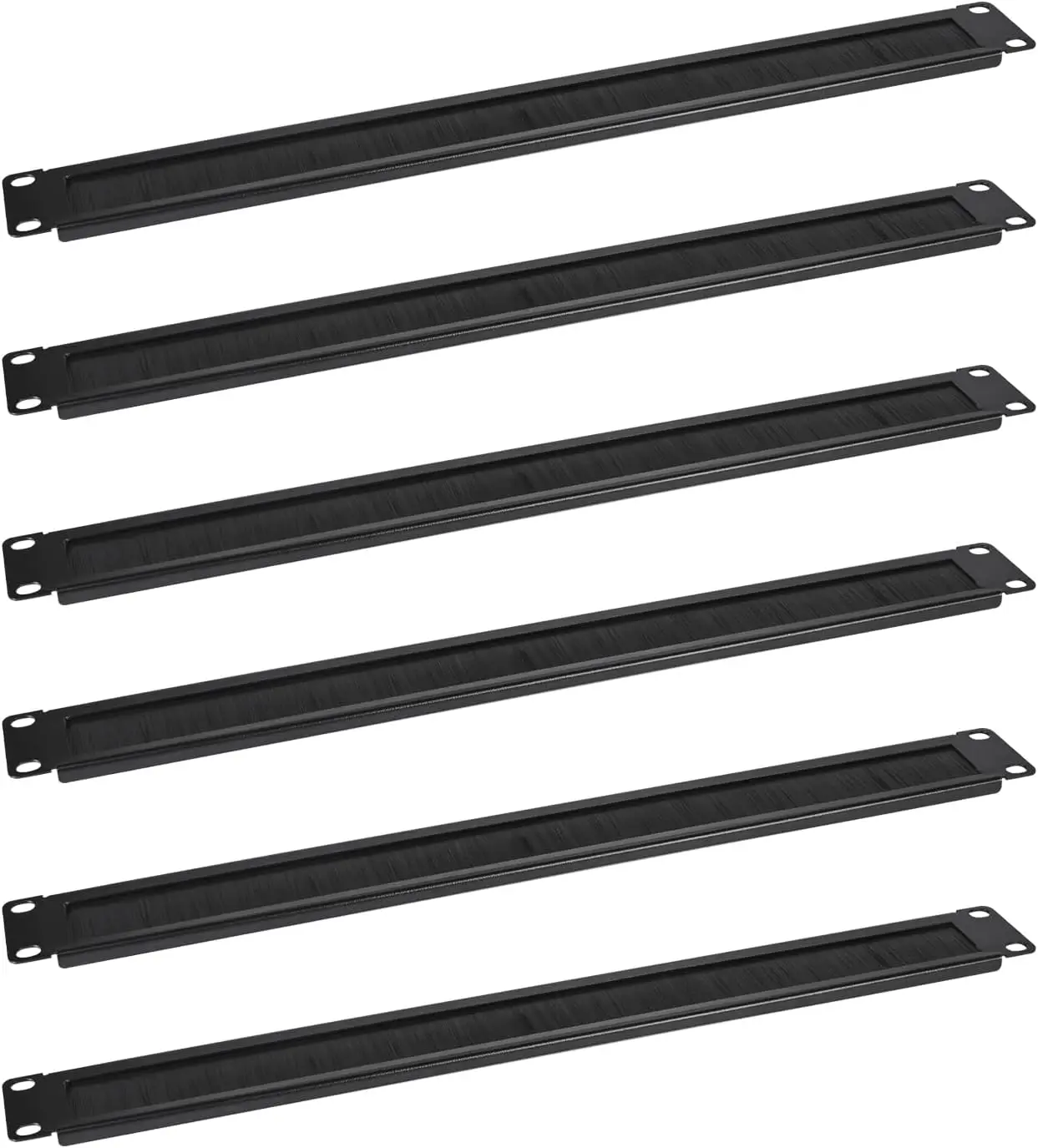 

6-Pack 1U Brush Rack Mount Panel Spacer for Cable Entry in 19in Server Racks or Network Cabinets, Black