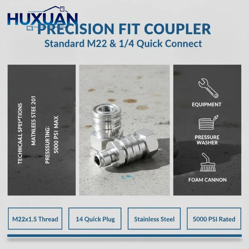 Stainless Steel Quick Connect Fitting M22x1.5 Male Female Adapter High Pressure Washer Coupler For Pressure Washing Machine