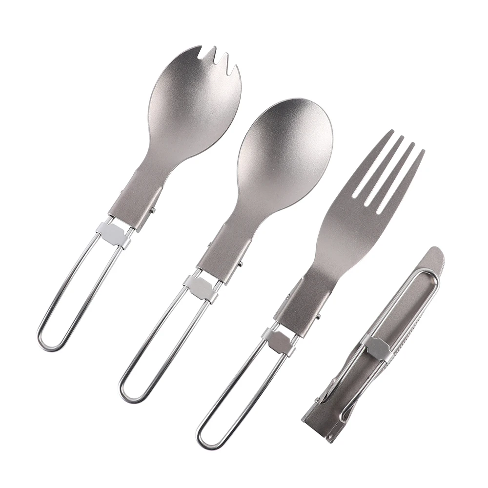 

Camping Fork Spoon Outdoor Tableware Foldable Ultralight Stainless Steel Set Of Dishes For Camping Outdoor Cooking