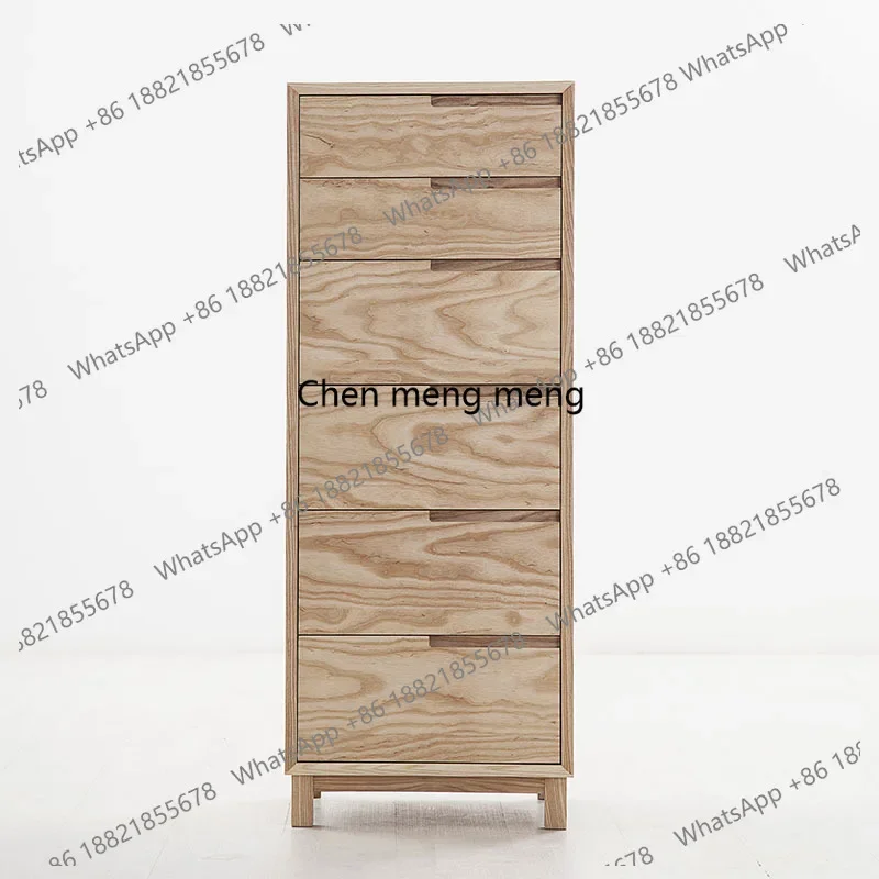 

Six-Drawer Cabinet Solid Wood Drawer TV Side Cabinet Nordic Dining Room Black Walnut White Ash Wood