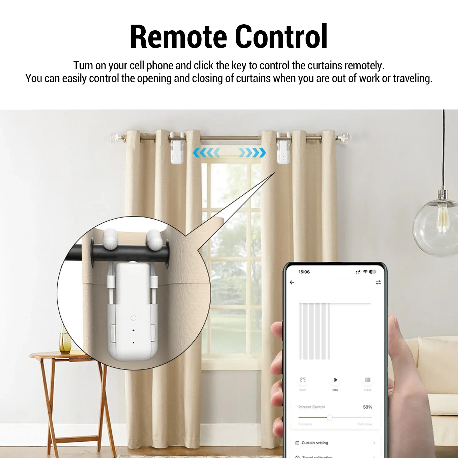 Electric Curtain Robot 2pcs - Automatic Opener with Voice Control, WIFI Bluetooth & APP Timer, Fits T/U Rail & Roman Rod