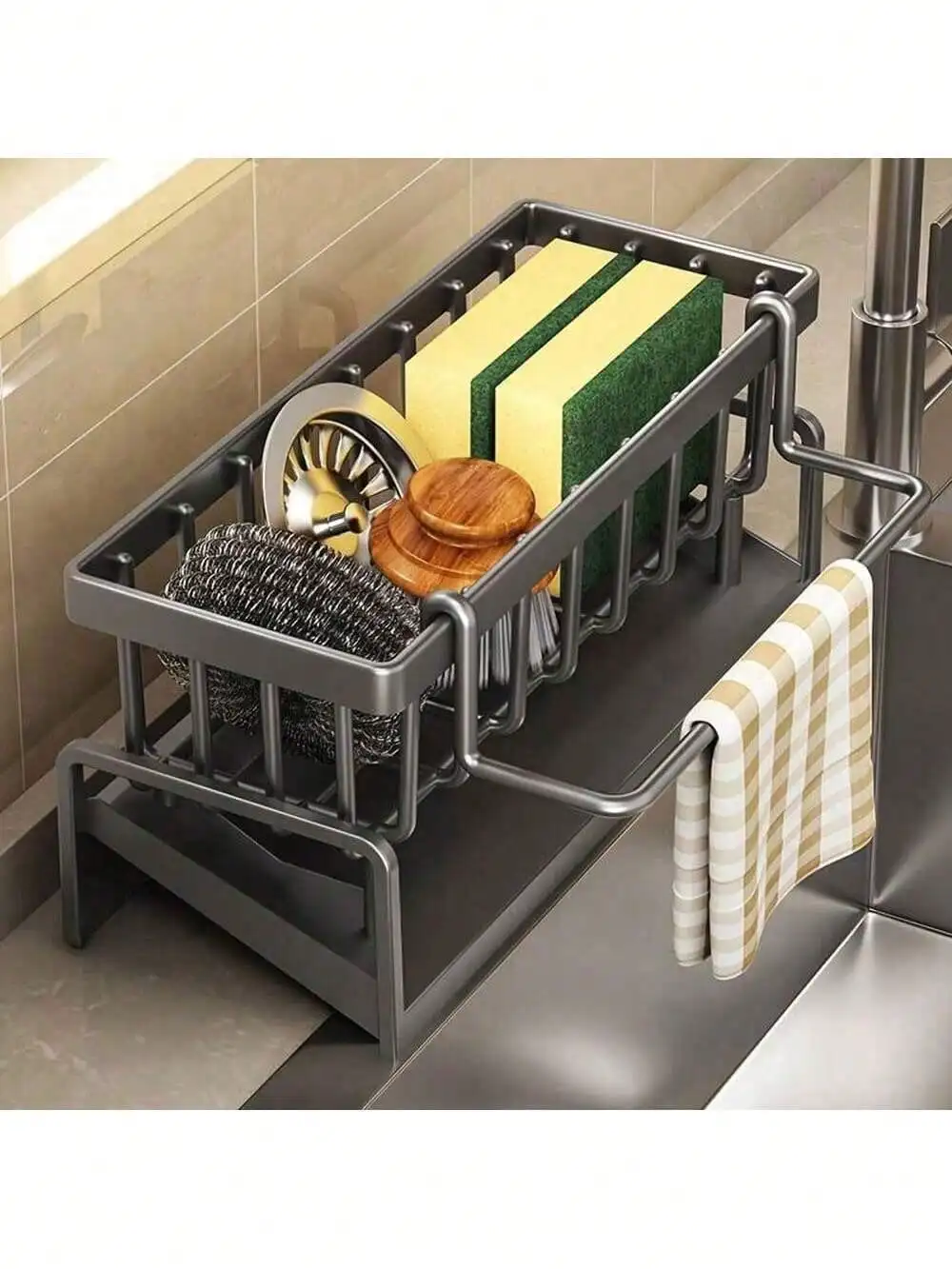 

Carbon Steel Storage Shelf 25x13x10cm Organizer for Kitchen Bathroom Office Desktop