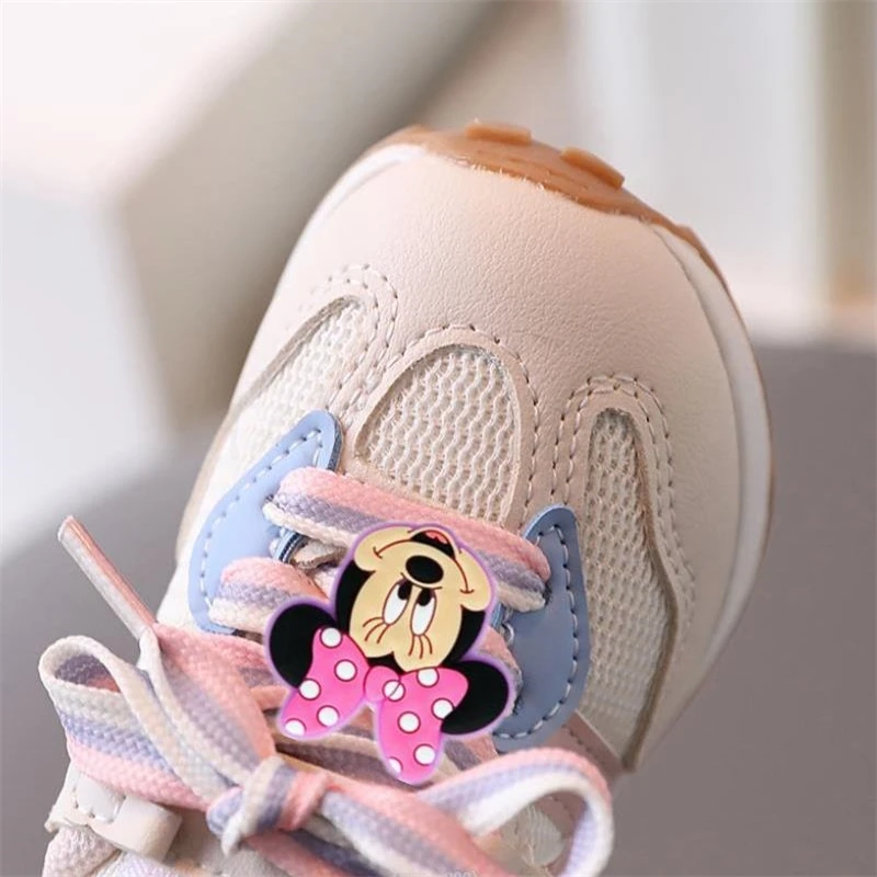 Children\'s White Sneakers Mickey Lilo And Stitch Girls Boys Breathable Lace-up Casual Sport Shoes Kids Tennis 0-3Y Toddler Shoes