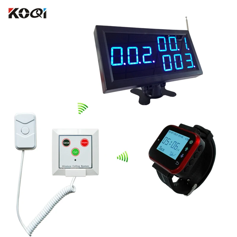 New Style Wireless Local Hospital Nurse Call System Buzzer with Display Screen and Watch Wrist Pager Receiver