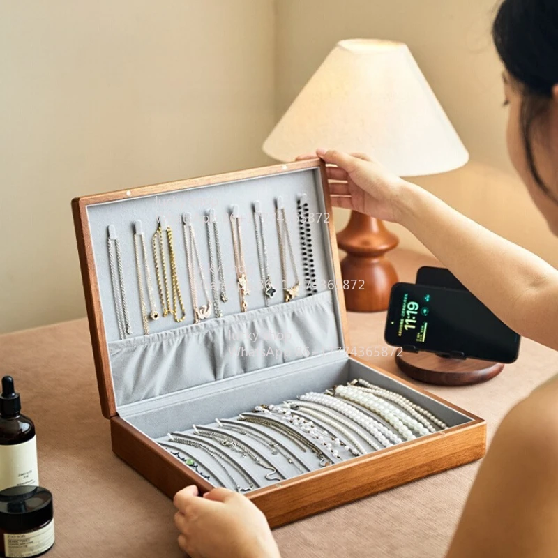 

Wooden Necklace Special Jewelry Box, High-end Exquisite Large-capacity Solid Wood Jewelry Storage Box