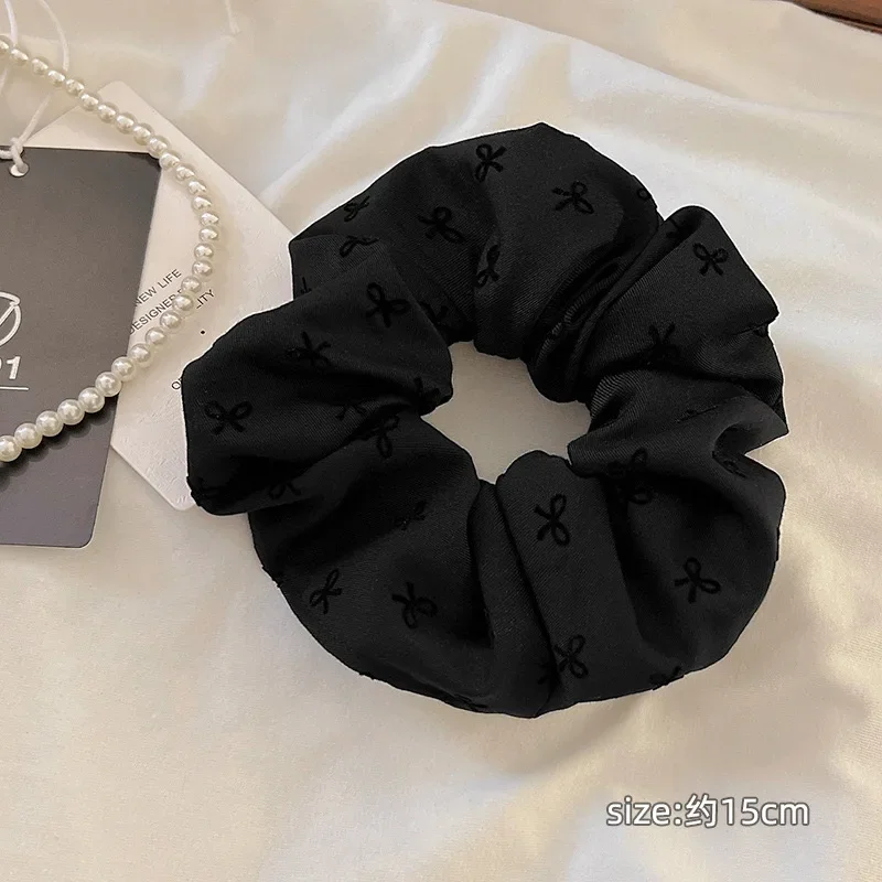 Polka Dot Hair Ties Rope Women Heart Bowknot Printed Scrunchies Grey Black Hairband Ponytail Holder Headwear