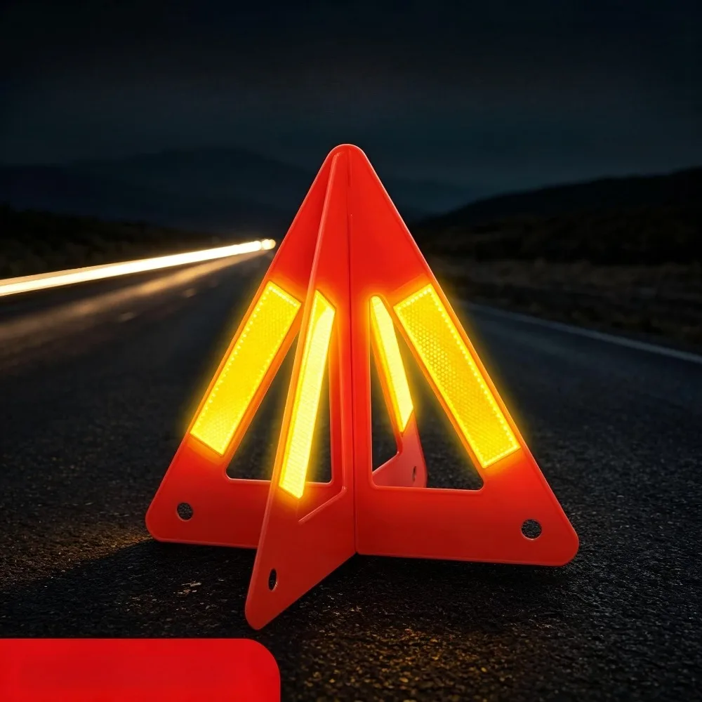 Car Emergency Warning Triangle High Reflective Tripod For Vehicle Breakdown Parking Foldable Storage Safety Necessary Accessory