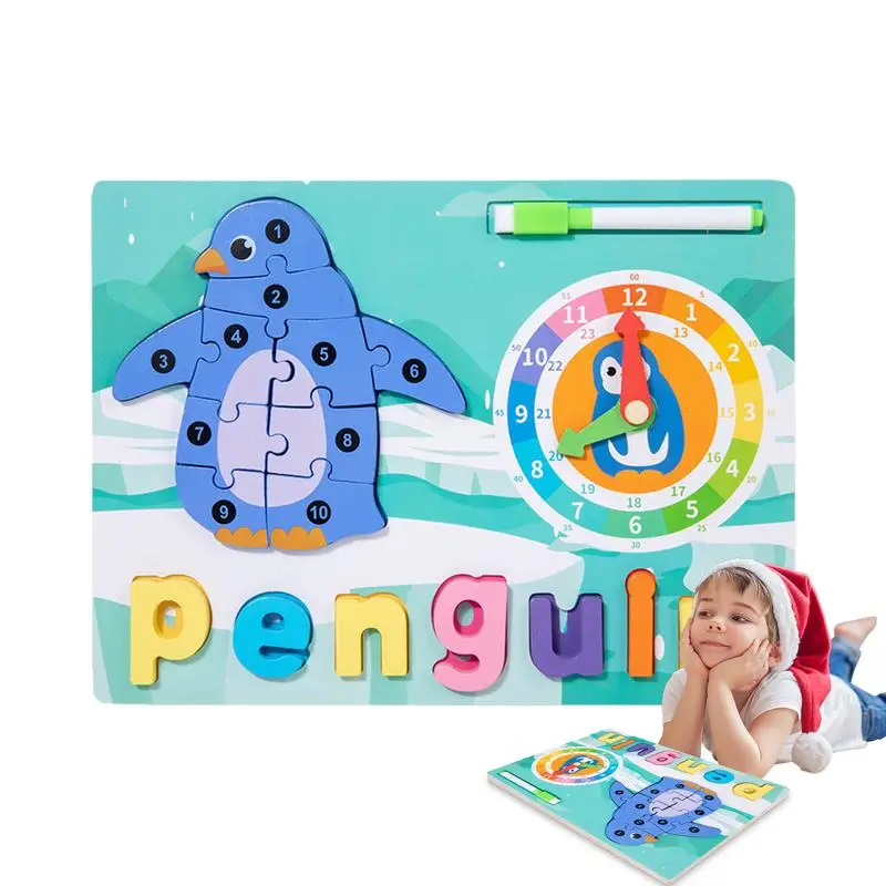 Toddler Animal Puzzle Cute Giraffe Dolphin Toddler Puzzles Learning Clock Letter Matching Game Educational Activities For