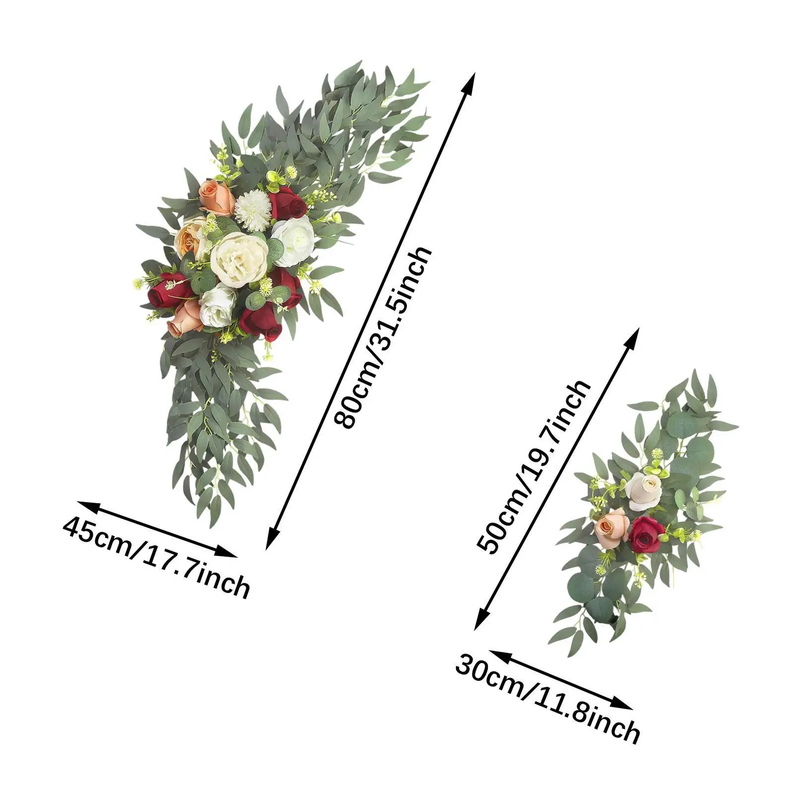 2 قطعة قوس الزفاف الزهور اليدوية الأزهار غنيمة خلفية معلقة الأزهار الاصطناعية غنيمة لخلفية الباب الأمامي أربور الجدول المنزل