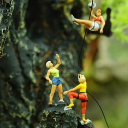 1:87 Model Figure Rock Climbing Mountaineering Outdoor Sports Miniature Scene Diorama Micro Figurine Macro Shooting Prop Kid Toy