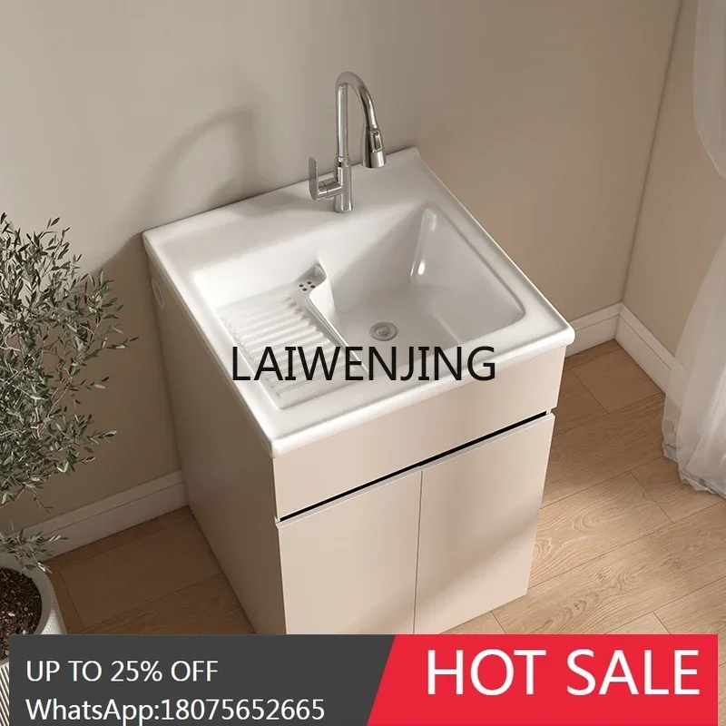 

Laundry Pool Balcony Household Washbasin Cabinet Combination Integrated Ceramic Belt Rubbing Board