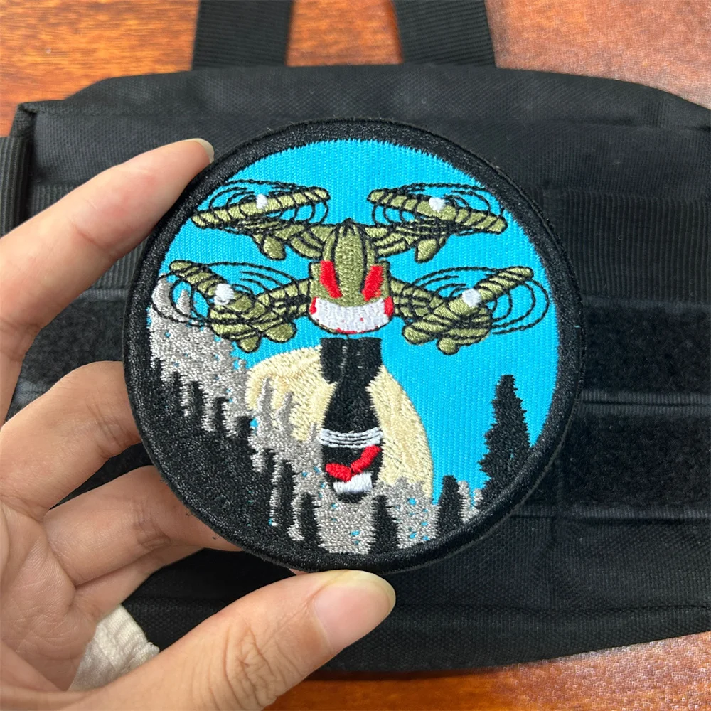 Helicopter Launch Missile Embroidery Patch Personalized Special Military Outdoor Clothing Backpack Tactical Stickers